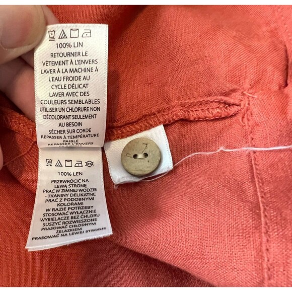 Rachel Zoe Coral Tie Front Linen Top  Women's Size L  Summer Top Vacation Vibes - Picture 6 of 8